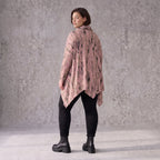 Wintershirt in Rosa/Beige mit Rollkragen Tunnelzug Zipfelsaum und Baumwolle A-Linie