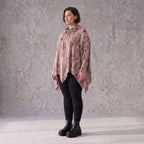 Wintershirt in Rosa/Beige mit Rollkragen Tunnelzug Zipfelsaum und Baumwolle A-Linie
