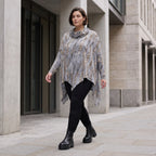 Wintershirt aus Baumwolljersey in A-Linie mit Rollkragen und Tunnelzug kuschelig weich