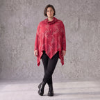 Wintershirt in Rot/Schwarz mit Rollkragen Tunnelzug A-Linie aus Baumwolljersey Zipfelsaum