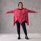 Wintershirt in Rot/Schwarz mit Rollkragen Tunnelzug A-Linie aus Baumwolljersey Zipfelsaum