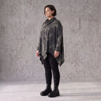 Langarmshirt aus Baumwolle in A-Linie Rollkragen Tunnelzug und asymmetrischem Zipfelsaum