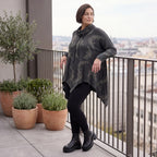 Langarmshirt aus Baumwolle in A-Linie Rollkragen Tunnelzug und asymmetrischem Zipfelsaum