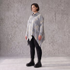 Baumwollshirt in Grau/Beige in A-Linie mit weichem Rollkragen Tunnelzug und Zipfelsaum