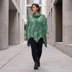 Wintershirt aus weichem Baumwolljersey mit Stretch in A-Linie mit Rollkragen Zipfelsaum