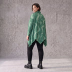 Wintershirt aus weichem Baumwolljersey mit Stretch in A-Linie mit Rollkragen Zipfelsaum