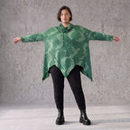Wintershirt aus weichem Baumwolljersey mit Stretch in A-Linie mit Rollkragen Zipfelsaum