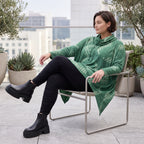 Wintershirt aus weichem Baumwolljersey mit Stretch in A-Linie mit Rollkragen Zipfelsaum