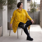 Wintershirt aus weichem Baumwolljersey mit Rollkragen Tunnelzug und Zipfelsaum A-Linie