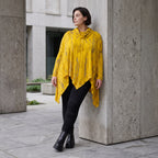 Wintershirt aus weichem Baumwolljersey mit Rollkragen Tunnelzug und Zipfelsaum A-Linie