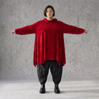 Veloursshirt in kuschelig weicher A-Linie mit Rollkragen und praktischen Seitentaschen
