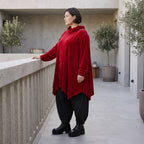 Veloursshirt in kuschelig weicher A-Linie mit Rollkragen und praktischen Seitentaschen