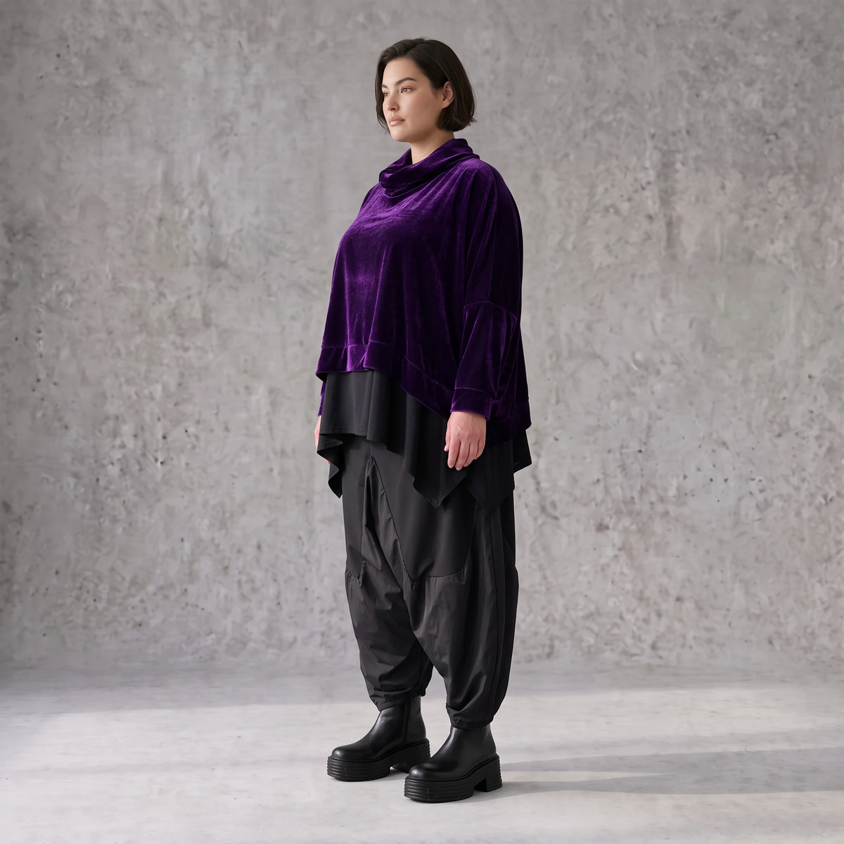 Flauschiger Velour Überwurf mit Rollkragen im kastigen Schnitt kuschelig warm für Winter