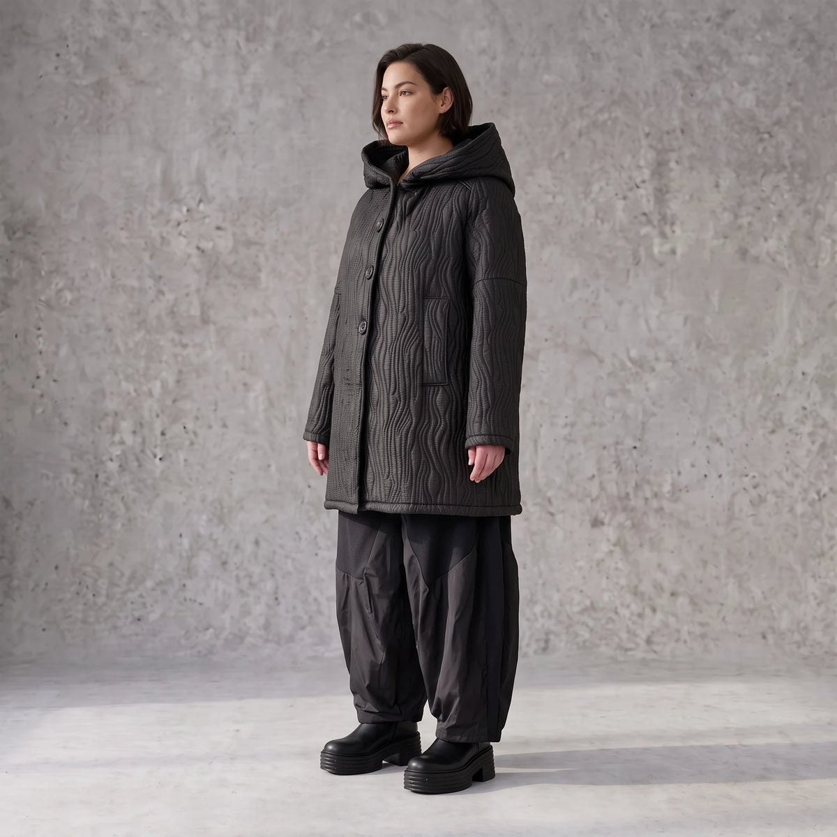 Kapuzenjacke in Lederoptik mit leichter Fütterung geradem Schnitt Knöpfen und Taschen