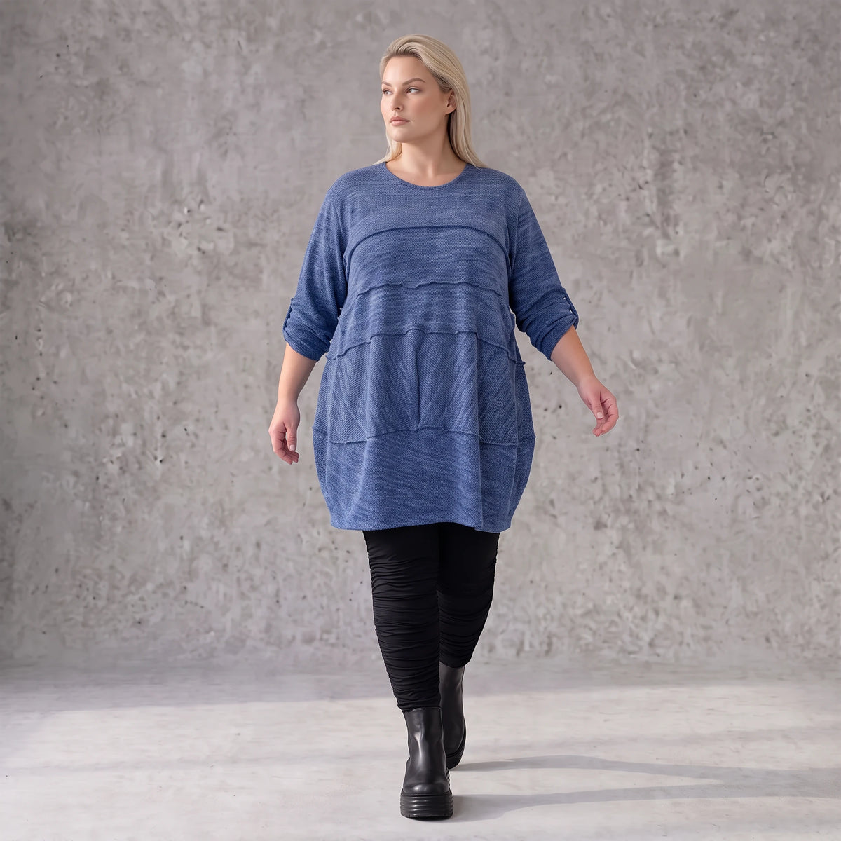 Feiner Strickpullover in A-Linie mit Stretchanteil weich wärmend Made in Italien
