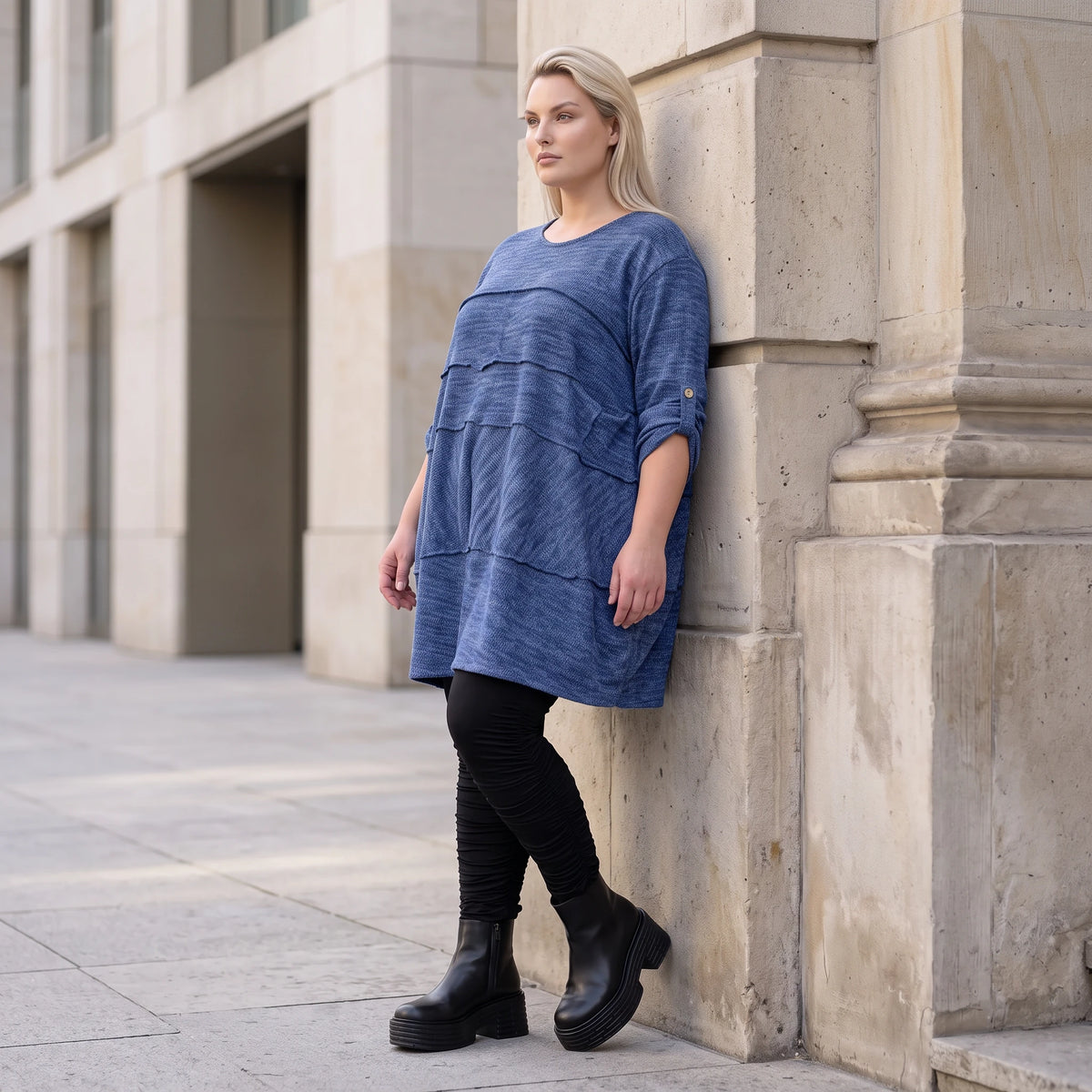 Feiner Strickpullover in A-Linie mit Stretchanteil weich wärmend Made in Italien