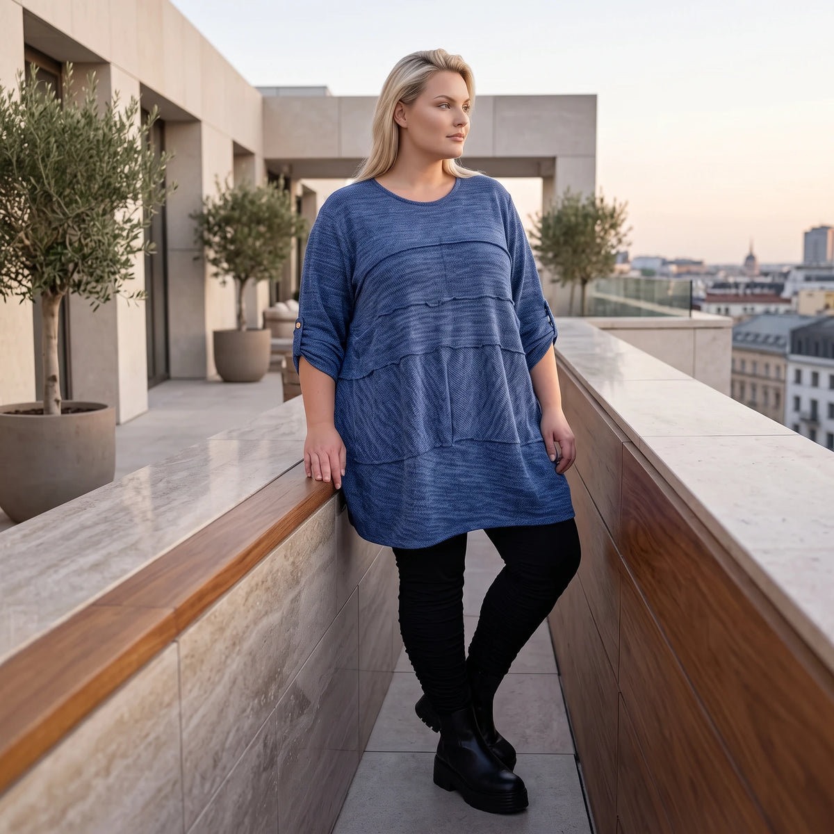 Feiner Strickpullover in A-Linie mit Stretchanteil weich wärmend Made in Italien