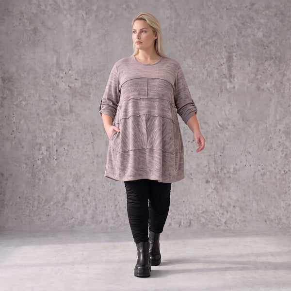 Kuschelig warmer Strickpullover in A-Linie mit Rundhalsausschnitt und Stretchkomfort