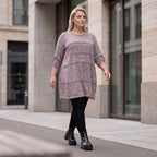 Kuschelig warmer Strickpullover in A-Linie mit Rundhalsausschnitt und Stretchkomfort