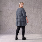Kuschelig weiches Strickshirt in A-Linie mit Faltennahtmuster und Elasthan winterwarm