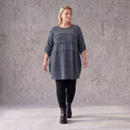 Kuschelig weiches Strickshirt in A-Linie mit Faltennahtmuster und Elasthan winterwarm