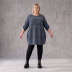 Kuschelig weiches Strickshirt in A-Linie mit Faltennahtmuster und Elasthan winterwarm
