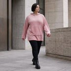 Rosa Ripp Hoodie mit Kapuze Kängurutasche und Stretch mit gerader bequemer Passform