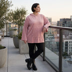 Rosa Ripp Hoodie mit Kapuze Kängurutasche und Stretch mit gerader bequemer Passform