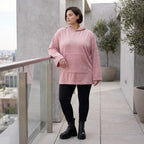 Rosa Ripp Hoodie mit Kapuze Kängurutasche und Stretch mit gerader bequemer Passform