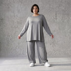 Langarmshirt in Glockenform aus Slinky mit Stretch und Rundhalsausschnitt fließend