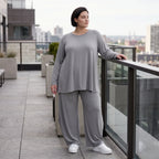 Langarmshirt in Glockenform aus Slinky mit Stretch und Rundhalsausschnitt fließend