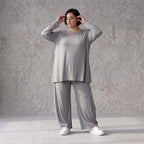 Langarmshirt in Glockenform aus Slinky mit Stretch und Rundhalsausschnitt fließend