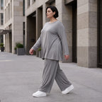 Langarmshirt in Glockenform aus Slinky mit Stretch und Rundhalsausschnitt fließend