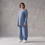 Langarmshirt in Glockenform aus weichem Stretchstoff mit Rundhalsausschnitt Basic