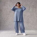 Langarmshirt in Glockenform aus weichem Stretchstoff mit Rundhalsausschnitt Basic