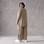 Camel Langarmshirt aus weichem Slinkystoff mit Stretch in Glockenform und Rundhals