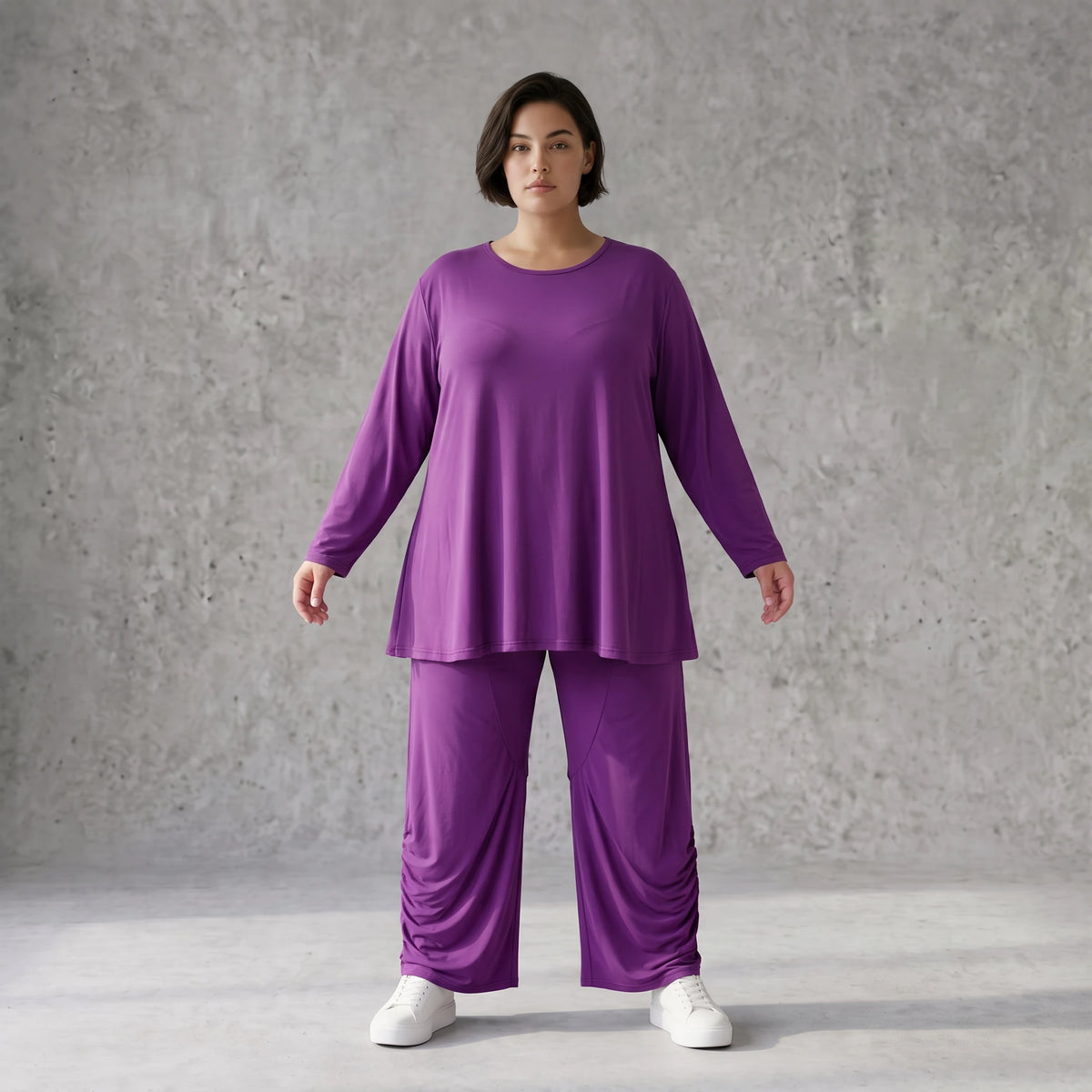 Langarmshirt aus Slinkystretch in Glockenform mit Rundhalsausschnitt weich fließend