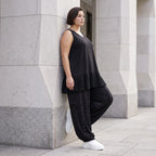 Schwarze Slinkyhose mit Stretchkomfort geradem Schnitt und bequemem Bund ohne Verschluss
