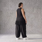 Schwarze Slinkyhose mit Stretchkomfort geradem Schnitt und bequemem Bund ohne Verschluss