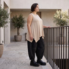 Ärmelloses Basic Top in A-Linie aus fließendem Slinkystoff mit Stretch und Zipfelsaum