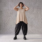 Ärmelloses Basic Top in A-Linie aus fließendem Slinkystoff mit Stretch und Zipfelsaum