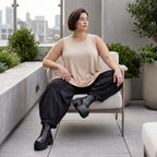 Ärmelloses Basic Top in A-Linie aus fließendem Slinkystoff mit Stretch und Zipfelsaum