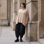 Ärmelloses Basic Top in A-Linie aus fließendem Slinkystoff mit Stretch und Zipfelsaum