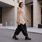 Ärmelloses Basic Top in A-Linie aus fließendem Slinkystoff mit Stretch und Zipfelsaum