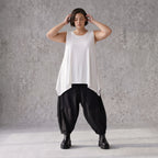 Ärmelloses Basic Top aus Slinkystoff mit Stretch in A-Linie mit Rundhals und Schlitzen