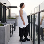 Ärmelloses Basic Top aus Slinkystoff mit Stretch in A-Linie mit Rundhals und Schlitzen