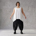 Ärmelloses Basic Top aus Slinkystoff mit Stretch in A-Linie mit Rundhals und Schlitzen