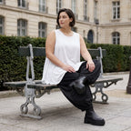 Ärmelloses Basic Top aus Slinkystoff mit Stretch in A-Linie mit Rundhals und Schlitzen