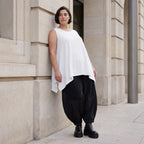Ärmelloses Basic Top aus Slinkystoff mit Stretch in A-Linie mit Rundhals und Schlitzen