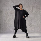 Fließendes A-Linienkleid aus Slinky mit Stretch und Rundhalsausschnitt pflegeleicht